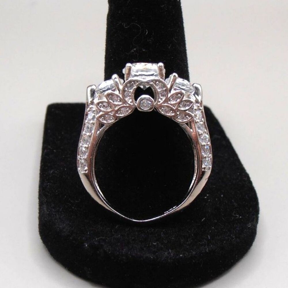 Sterling Silver and CZ Engagement Style Statement Ring - Picture 6 of 8